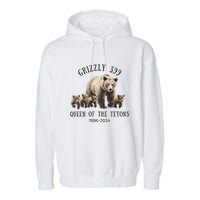 Grizzly 399 Queen Of The Tetons National Park Bear Garment-Dyed Fleece Hoodie