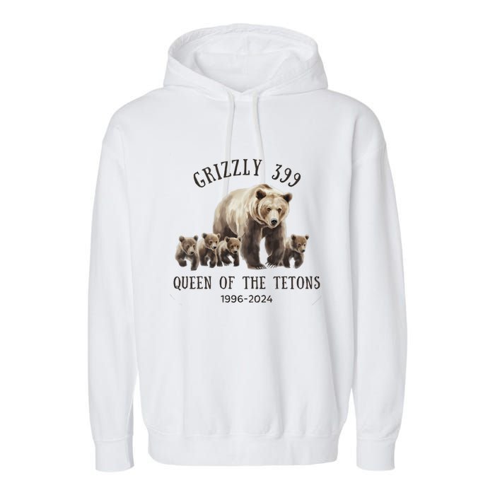 Grizzly 399 Queen Of The Tetons National Park Bear Garment-Dyed Fleece Hoodie