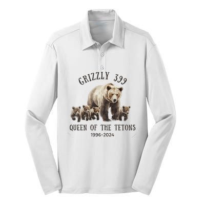 Grizzly 399 Queen Of The Tetons National Park Bear Silk Touch Performance Long Sleeve Polo