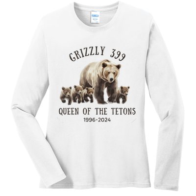 Grizzly 399 Queen Of The Tetons National Park Bear Ladies Long Sleeve Shirt
