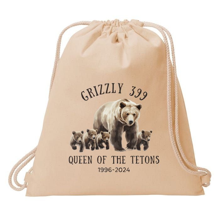 Grizzly 399 Queen Of The Tetons National Park Bear Drawstring Bag