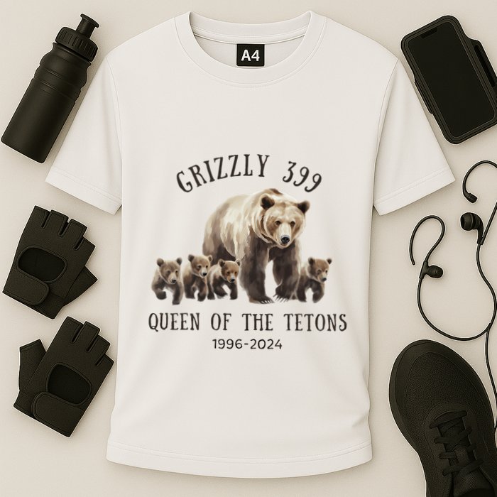 Grizzly 399 Queen Of The Tetons National Park Bear Cooling Performance Crew T-Shirt
