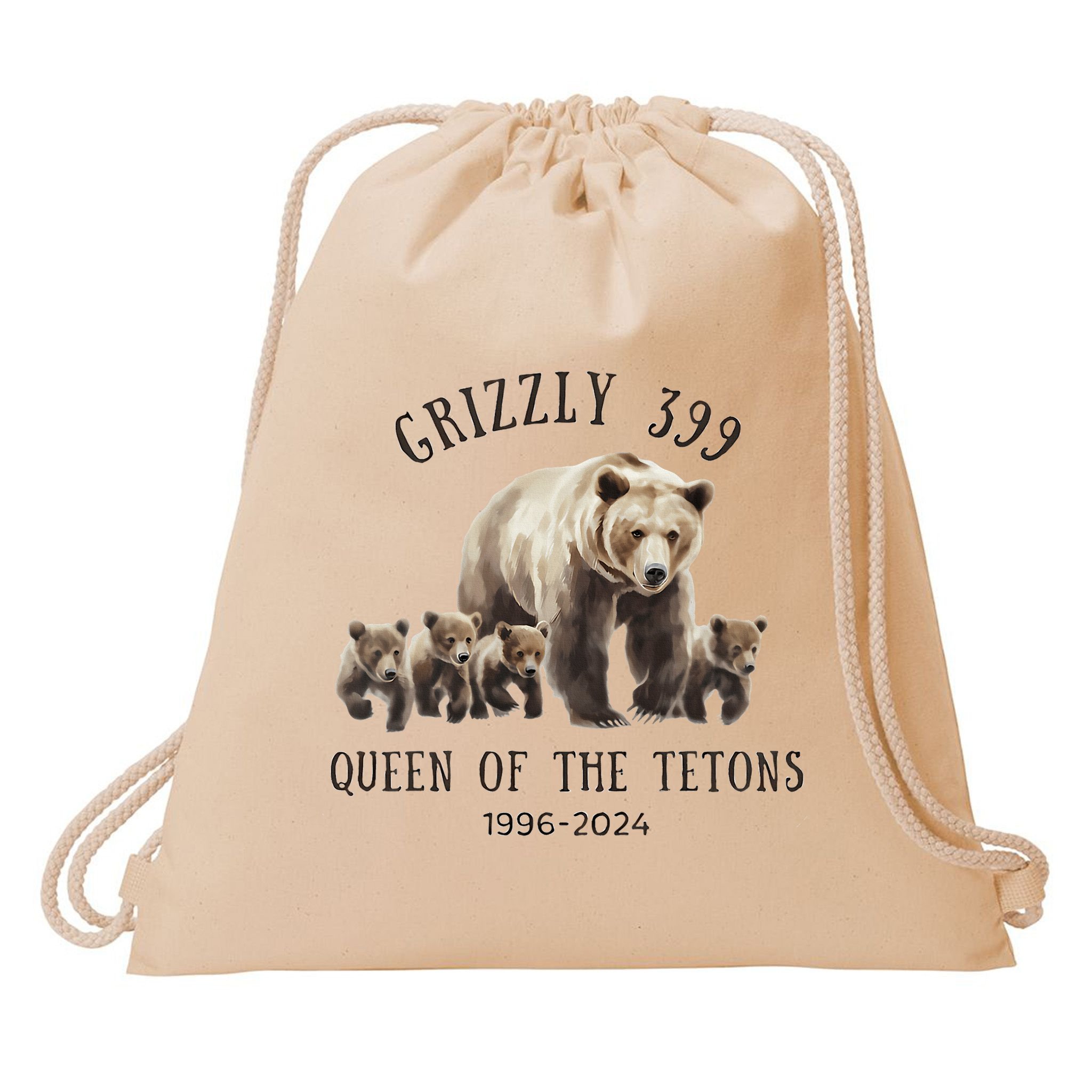Grizzly 399 Queen Of The Tetons National Park Bear Drawstring Bag