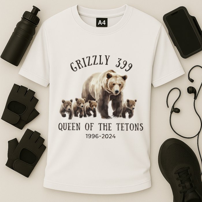 Grizzly 399 Queen Of The Tetons National Park Bear Cooling Performance Crew T-Shirt