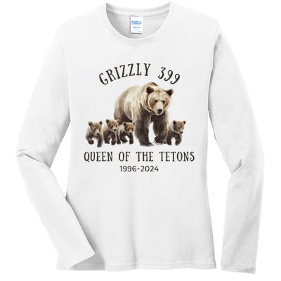 Grizzly 399 Queen Of The Tetons National Park Bear Ladies Long Sleeve Shirt