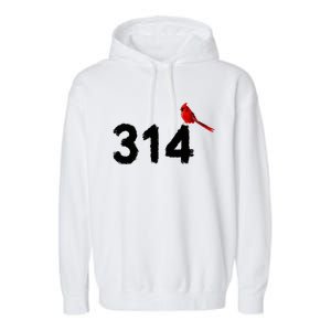 Ggt 314 Saint Louis Mo Red Bird Cardinal Stl Area Code Garment-Dyed Fleece Hoodie