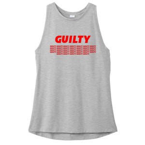 Guilty 34 Times With Red Letters Ladies PosiCharge Tri-Blend Wicking Tank