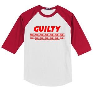 Guilty 34 Times With Red Letters Kids Colorblock Raglan Jersey