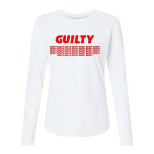 Guilty 34 Times With Red Letters Womens Cotton Relaxed Long Sleeve T-Shirt