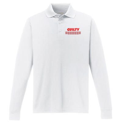 Guilty 34 Times With Red Letters Performance Long Sleeve Polo