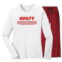 Guilty 34 Times With Red Letters Women's Long Sleeve Flannel Pajama Set 