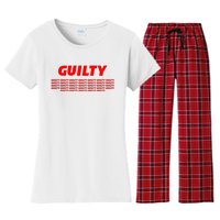 Guilty 34 Times With Red Letters Women's Flannel Pajama Set