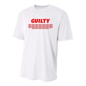 Guilty 34 Times With Red Letters Youth Performance Sprint T-Shirt