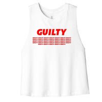 Guilty 34 Times With Red Letters Women's Racerback Cropped Tank