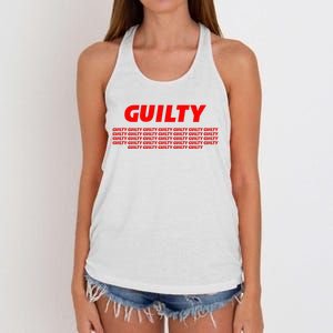 Guilty 34 Times With Red Letters Women's Knotted Racerback Tank