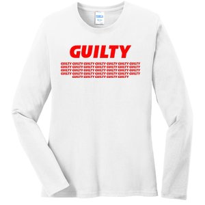 Guilty 34 Times With Red Letters Ladies Long Sleeve Shirt