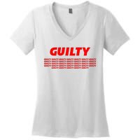 Guilty 34 Times With Red Letters Women's V-Neck T-Shirt