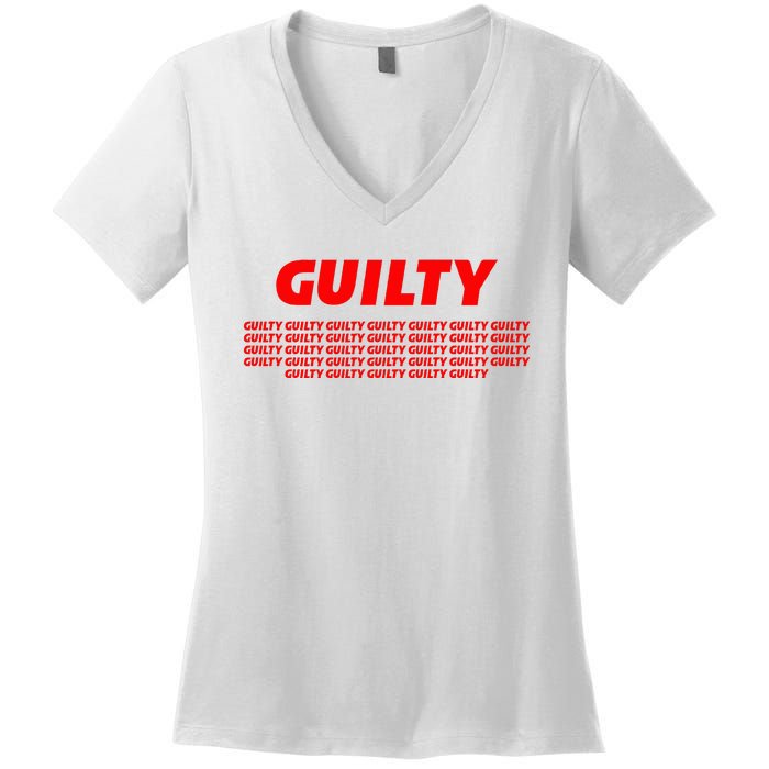 Guilty 34 Times With Red Letters Women's V-Neck T-Shirt