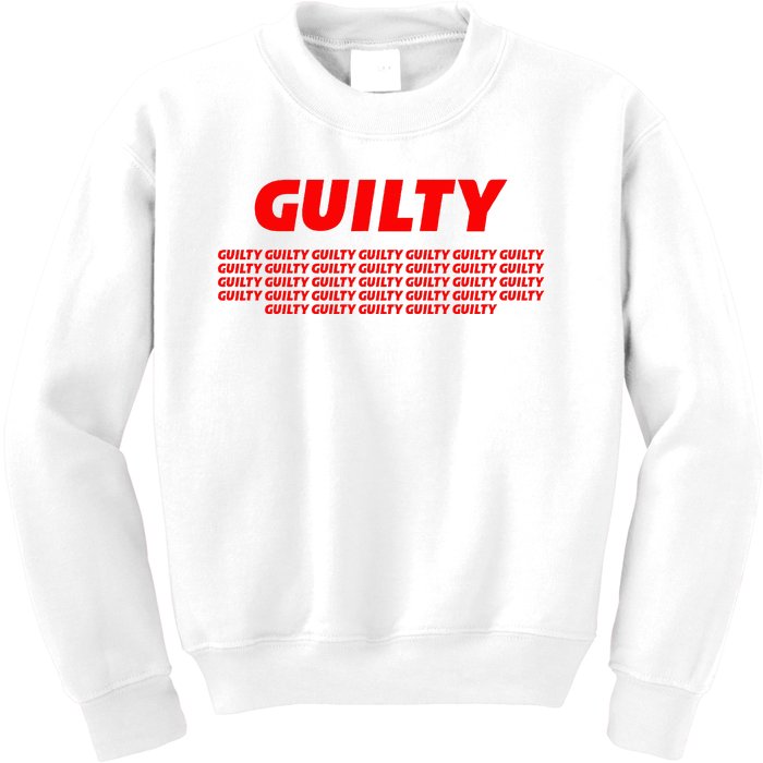 Guilty 34 Times With Red Letters Kids Sweatshirt