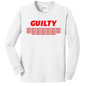 Guilty 34 Times With Red Letters Kids Long Sleeve Shirt