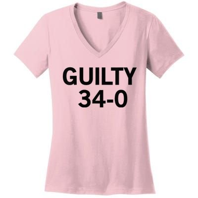 Guilty 34 To 0 Women's V-Neck T-Shirt