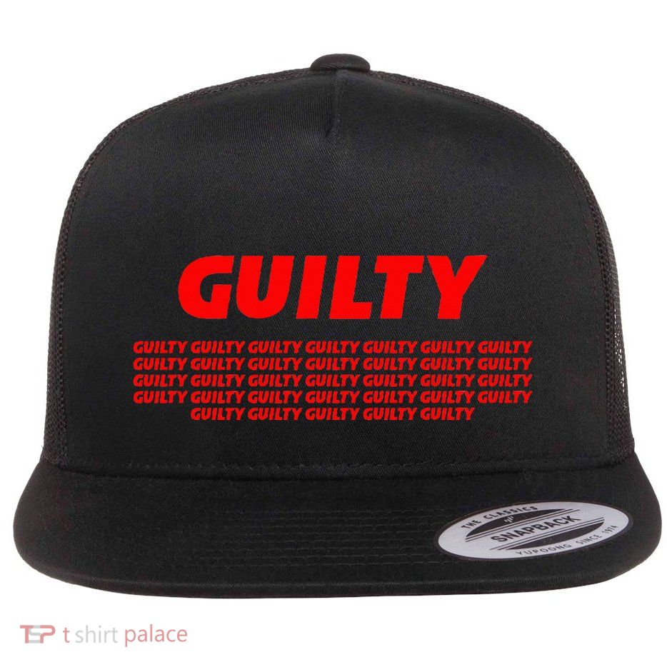 Guilty 34 Times With Red Letters Flat Bill Trucker Hat