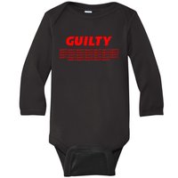 Guilty 34 Times With Red Letters Baby Long Sleeve Bodysuit