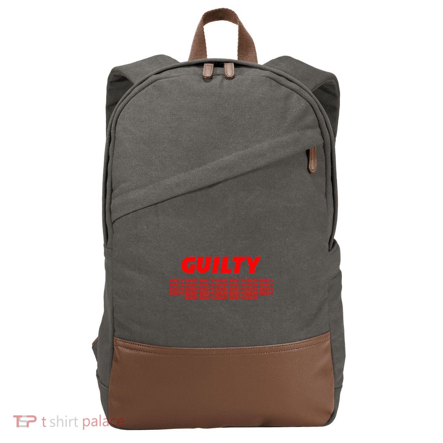 Guilty 34 Times With Red Letters Cotton Canvas Backpack