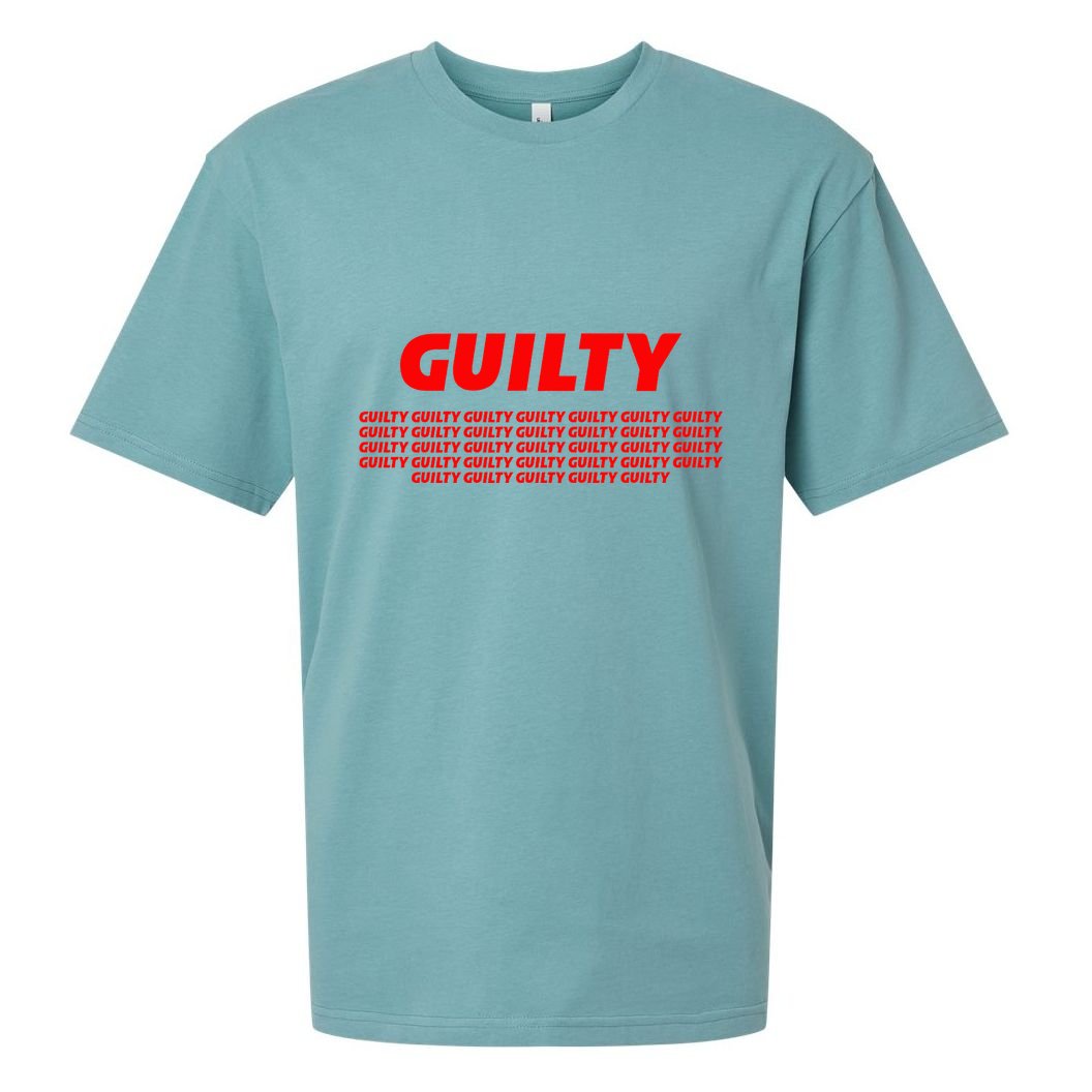 Guilty 34 Times With Red Letters Sueded Cloud Jersey T-Shirt