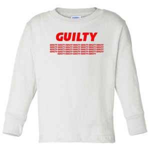 Guilty 34 Times With Red Letters Toddler Long Sleeve Shirt