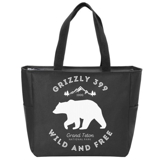 Grizzly 399 Wild & Free Grand Teton National Park Zip Tote Bag