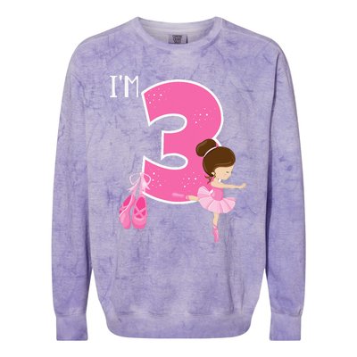 Girl 3 Year Old Ballerina 3rd Birthday Party Ballet Dancer Colorblast Crewneck Sweatshirt