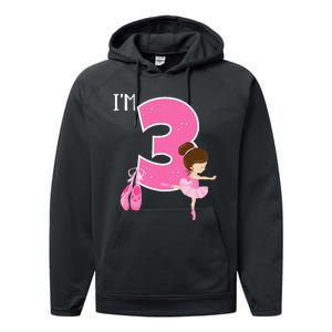 Girl 3 Year Old Ballerina 3rd Birthday Party Ballet Dancer Performance Fleece Hoodie