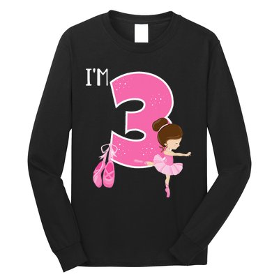 Girl 3 Year Old Ballerina 3rd Birthday Party Ballet Dancer Long Sleeve Shirt