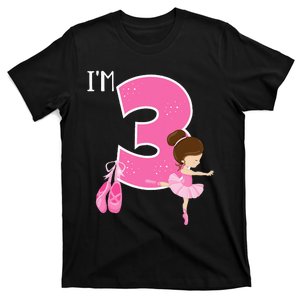 Girl 3 Year Old Ballerina 3rd Birthday Party Ballet Dancer T-Shirt