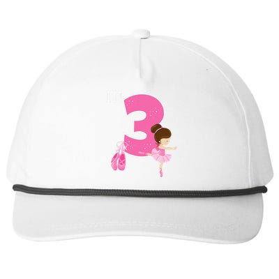 Girl 3 Year Old Ballerina 3rd Birthday Party Ballet Dancer Snapback Five-Panel Rope Hat