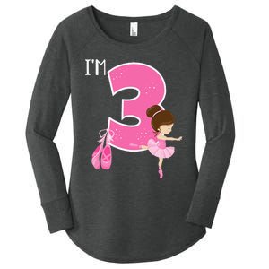 Girl 3 Year Old Ballerina 3rd Birthday Party Ballet Dancer Women's Perfect Tri Tunic Long Sleeve Shirt