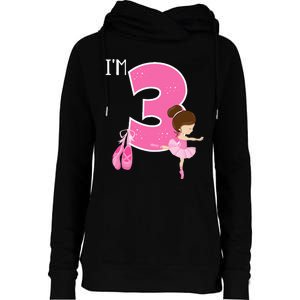 Girl 3 Year Old Ballerina 3rd Birthday Party Ballet Dancer Womens Funnel Neck Pullover Hood