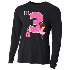 Girl 3 Year Old Ballerina 3rd Birthday Party Ballet Dancer Cooling Performance Long Sleeve Crew