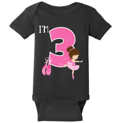 Girl 3 Year Old Ballerina 3rd Birthday Party Ballet Dancer Baby Bodysuit