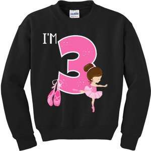 Girl 3 Year Old Ballerina 3rd Birthday Party Ballet Dancer Kids Sweatshirt