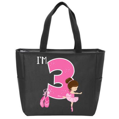 Girl 3 Year Old Ballerina 3rd Birthday Party Ballet Dancer Zip Tote Bag