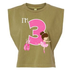 Girl 3 Year Old Ballerina 3rd Birthday Party Ballet Dancer Garment-Dyed Women's Muscle Tee