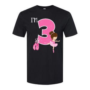 Girl 3 Year Old Ballerina 3rd Birthday Party Ballet Dancer Softstyle CVC T-Shirt