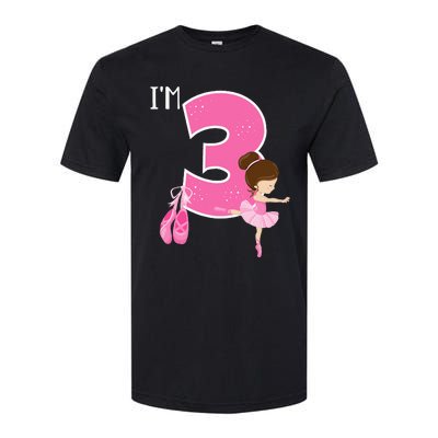 Girl 3 Year Old Ballerina 3rd Birthday Party Ballet Dancer Softstyle® CVC T-Shirt