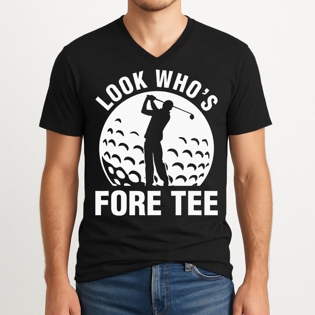 Golf 40th Birthday Look Who’s Fore 40 Forty V-Neck T-Shirt