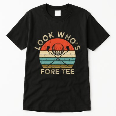 Golf 40th Birthday Pun Vintage Look Who’S Fore Tall T-Shirt