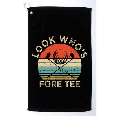 Golf 40th Birthday Pun Vintage Look Who’S Fore Golf Towel