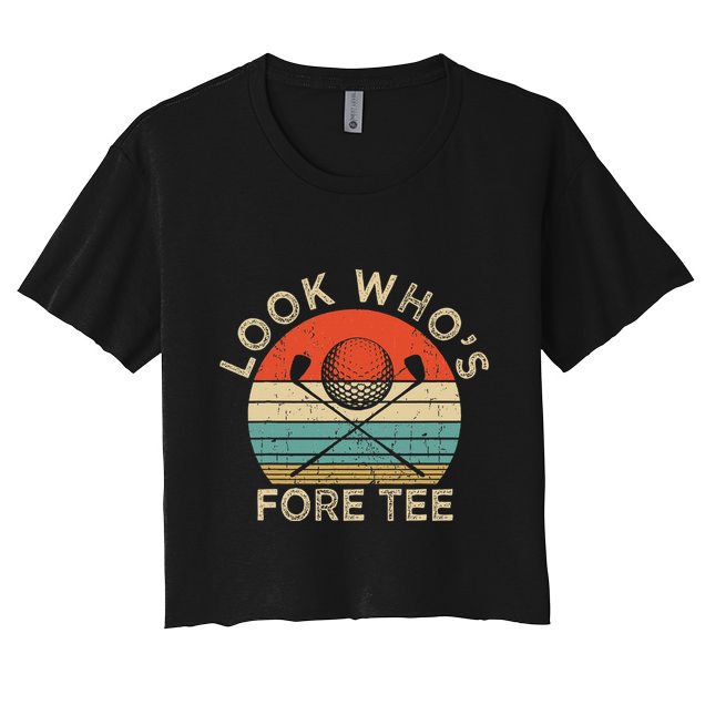 Golf 40th Birthday Pun Vintage Look Who’S Fore Crop Top