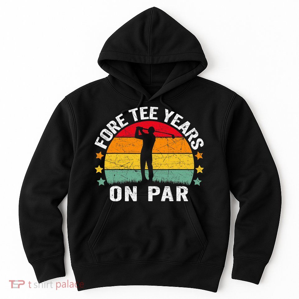 Golf 40th Birthday Pun Retro Vintage Look Who’S Fore Tee Hoodie